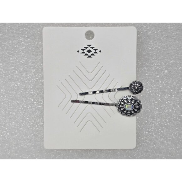 South Western Style Silver Tone Hair Clips Pins - Picture 1 of 2